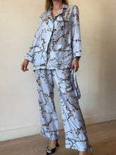 Load image into Gallery viewer, Bond Street - Botantical Print Silk Pajama Set - Blue - M
