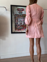 Load image into Gallery viewer, By Kane - Mini  Linen dress w cut outs - Peach - 8
