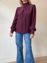 Load image into Gallery viewer, Marc Jacobs - Crepe Silk Mock NecK  Blouse - Burgundy - 2
