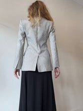 Load image into Gallery viewer, Scanlan Theodore - Single Breasted Gold Button Blazer - Stripe - 6
