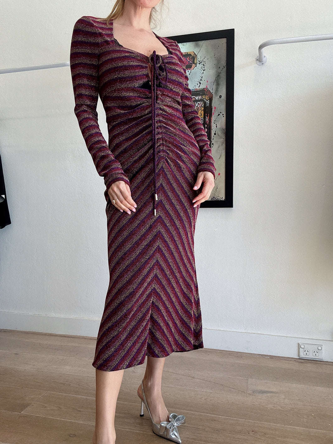 Rebecca Vallance - Aisha Keyhole  Dress - Metallic Multi Colour - 10 - NWT RRP $699