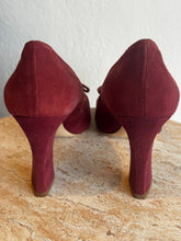 Load image into Gallery viewer, Miu Miu Suede Bow 8.5cm Block Heel - Heels - Wine - 38.5
