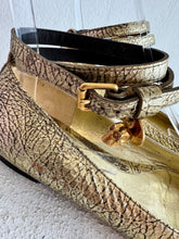 Load image into Gallery viewer, Alexander McQueen - Wrap Ankle Ballet Flats - Gold - 37.5
