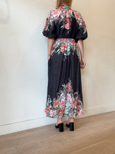 Load image into Gallery viewer, Zimmermann - Bellitude Shirred Waist Midi Dress - Navy w florals - 1 - RRP$795
