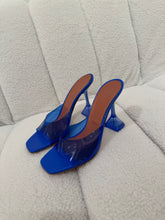 Load image into Gallery viewer, Amina Muaddi - Lupitaglass PVC Mules - Blue - 38 - box - RRP950
