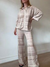 Load image into Gallery viewer, Mr Mitten - Open Weave Knit SS Shirt &amp; Wide Leg Pants Set - Sand - XS/S
