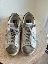 Load image into Gallery viewer, Golden Goose - Superstar Canvas Leopard Heel w Blue Star Sneaker - White - 38 - RRP$840

