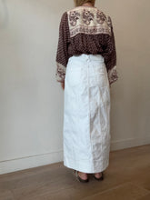 Load image into Gallery viewer, Aje - Denim Midi Skirt - White w brown stitch - 12
