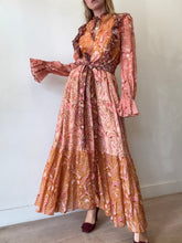 Load image into Gallery viewer, Kate Ford - LS Linen Midi Dress - Pink Orange Paisley Print- 1

