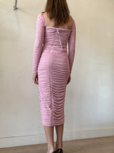 Load image into Gallery viewer, Self Portrait - Ruched Mesh LS Midi Dress - Pink - 8 - BNWT - RRP $580
