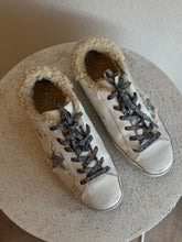 Load image into Gallery viewer, Golden Goose - Superstar Shearling Sneakers w Silver Glitter Star - White - 39
