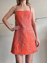 Load image into Gallery viewer, Alexis - Rosen Square Neck Palm Embroidered MiniDress - Orange - M - RRP$596
