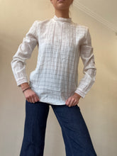 Load image into Gallery viewer, Athe - Semi Sheer Lace Trim Blouse - White - 36

