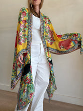 Load image into Gallery viewer, Camilla - Open Front Short Kaftan - Yellow Toucan Print- OS
