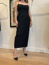 Load image into Gallery viewer, Beare Park - Shoestring Strap Wool Midi Dress - Black - 12
