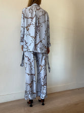 Load image into Gallery viewer, Bond Street - Botantical Print Silk Pajama Set - Blue - M

