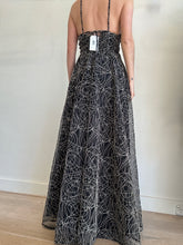 Load image into Gallery viewer, (current) Scanlan Theodore - Cornelli Gathered Gown - Black/Stone Swirls - 8- RRP$950
