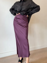 Load image into Gallery viewer, Bianca Spender - Satin Amity Skirt - Aubergine - 1 - NWT - RRP$425
