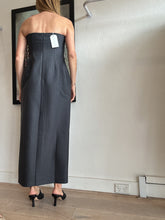 Load image into Gallery viewer, Wynn Hamlyn - Strapless Pinstripe Column Midi Dress - Grey - 12
