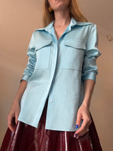 Load image into Gallery viewer, Alex Perry - Satin Crepe LS Classic Shirt w Pockets  - Baby Blue - 10
