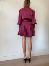 Load image into Gallery viewer, Zimmermann - Silk LS Ruffle Hem Wrap Mini Dress - Burgundy - 1 - RRP$525
