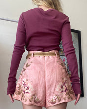 Load image into Gallery viewer, Zimmermann - Floral Print Shorts  w Raffia Belt- Pink - 1
