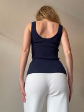 Load image into Gallery viewer, Zimmermann - Ribbed Scoop Neck Tank Top - Navy - 1
