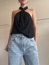 Load image into Gallery viewer, Anine Bing - Ribbed Twist neck tank Top - Black - XS

