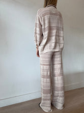 Load image into Gallery viewer, Mr Mitten - Open Weave Knit SS Shirt &amp; Wide Leg Pants Set - Sand - XS/S
