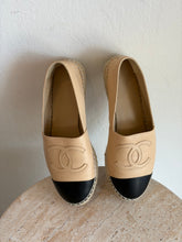 Load image into Gallery viewer, Chanel - Lambskin Espadrilles - Beige/Black - 37 - RRP$1460
