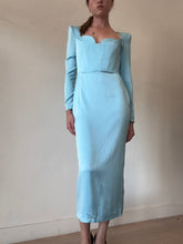 Load image into Gallery viewer, Alex Perry - Satin Crepe LS Sweetheart Corset Midi Dress - Light Blue - 10
