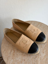 Load image into Gallery viewer, Chanel - Lambskin Espadrilles - Beige/Black - 37 - RRP$1460
