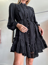 Load image into Gallery viewer, Zimmermann - Silk Belted Ruffle Shirt Dress - Black - 2
