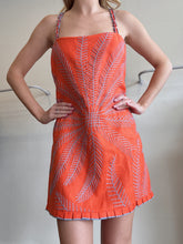 Load image into Gallery viewer, Alexis - Rosen Square Neck Palm Embroidered MiniDress - Orange - M - RRP$596
