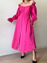 Load image into Gallery viewer, Cult Gaia - Simona Button front off shoulder Midi Dress - Dragonfruit Pink - 12
