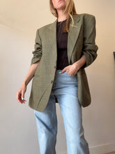 Load image into Gallery viewer, Kurt Geiger - Wool Blazer w Shoulder Pads - Olive Green Check - 14
