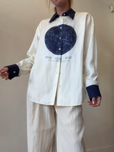 Load image into Gallery viewer, Oroton - Celestial Print LS Shirt - Ivory/Navy - 8
