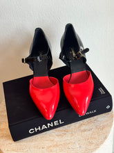 Load image into Gallery viewer, Chanel - Patent Mary Jane Wedge Heel - Shoes - Red/Black - 41
