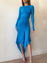 Load image into Gallery viewer, Alex Perry - LS Marston Satin Maxi Dress - Blue - 8
