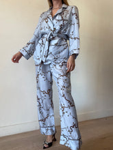 Load image into Gallery viewer, Bond Street - Botantical Print Silk Pajama Set - Blue - M
