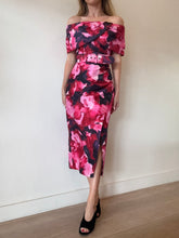 Load image into Gallery viewer, Rebecca Vallance - Petunia Off Shoulder Floral Print Midi Dress - Red - 8 - NWT - RRP$749
