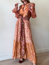 Load image into Gallery viewer, Kate Ford - LS Linen Midi Dress - Pink Orange Paisley Print- 1
