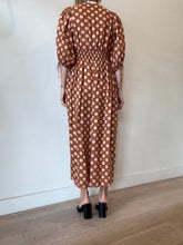 Load image into Gallery viewer, Zimmermann - Polka Primrose Shirred Midi Dress - Brown w blush polka - 1
