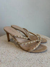 Load image into Gallery viewer, Stuart Weitzman - Dancer Strappy Heel Sandal w Pearls  - Nude Suede - 8.5

