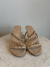 Load image into Gallery viewer, Stuart Weitzman - Dancer Strappy Heel Sandal w Pearls  - Nude Suede - 8.5
