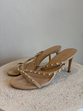 Load image into Gallery viewer, Stuart Weitzman - Dancer Strappy Heel Sandal w Pearls  - Nude Suede - 8.5
