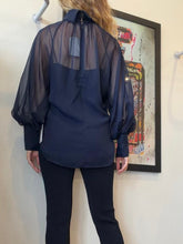 Load image into Gallery viewer, Camilla and Marc - Addison Sheer LS Blouse w Cami - Navy - 6 - NWT - RRP$450
