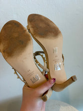 Load image into Gallery viewer, Stuart Weitzman - Dancer Strappy Heel Sandal w Pearls  - Nude Suede - 8.5

