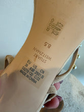 Load image into Gallery viewer, Stuart Weitzman - Dancer Strappy Heel Sandal w Pearls  - Nude Suede - 8.5
