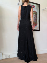 Load image into Gallery viewer, Scanlan Theodore - Sequin Embellished Chiffon Maxi Dress - Black - 12
